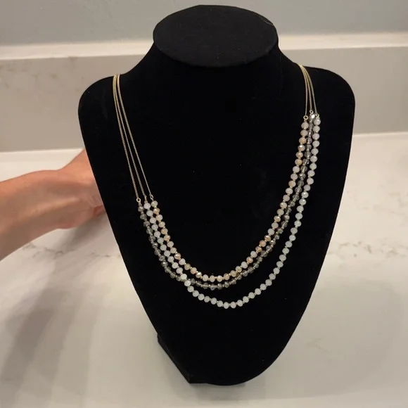 LOFT gold pastel beaded multi strand long necklace - Picture 2 of 4